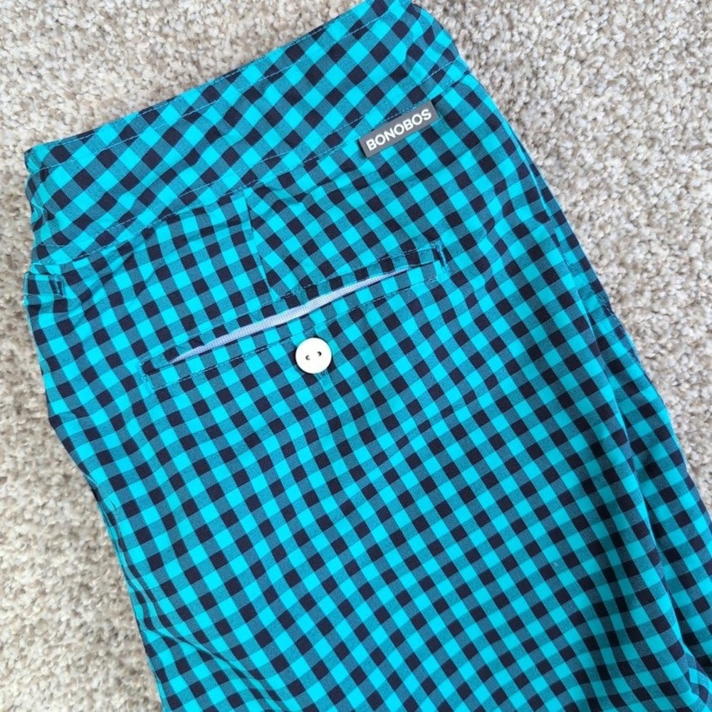 Bonobos Mens Swim‎ Trunks Shorts Blue Black Gingham Plaid 7" Inseam Size 31